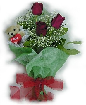 3 adet g�l ve k���k ayicik buketi Fatih �i�ek g�nderme sitemiz g�venlidir 