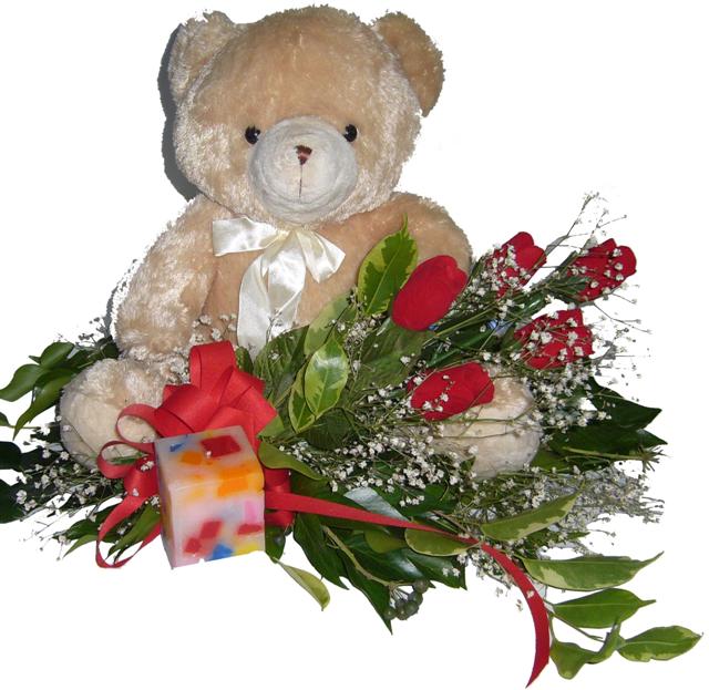 Sincan �nternetten �i�ek sipari�i  5 adet g�l , mum ve ayicik sevdiklerinize �zel 
