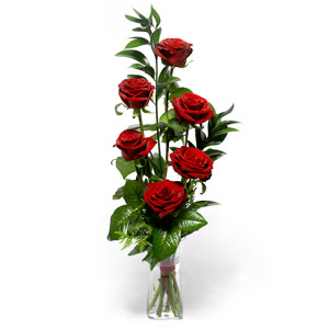 Atat�rk Mah yurti�i �i�ek sipari�i  cam yada mika vazo i�erisinde 6 adet kirmizi g�l