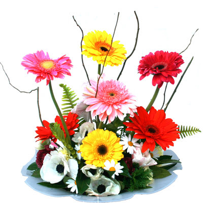 Malazgirt Mah anneler g�n� �i�ek yolla  camda gerbera ve mis kokulu kir �i�ekleri 