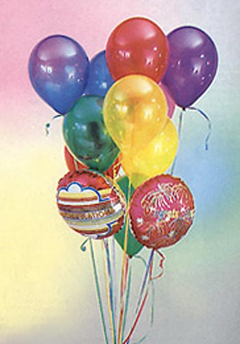G�k�ek Mahallesi �i�ek�i telefonlar�  19 adet karisik renkte u�an balon buketi