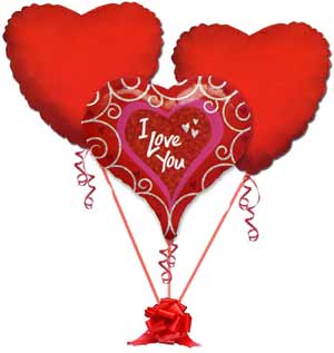 Sincan �nternetten �i�ek sipari�i  3 adet b�y�k boy kalp u�an balon