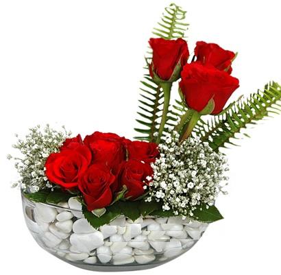 cam i�erisinde 9 adet kirmizi g�l Menderes Mah �i�ek yolla , �i�ek g�nder 