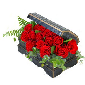 Sandik i�erisinde 21 adet kirmizi g�l Atat�rk Mah yurti�i �i�ek sipari�i 