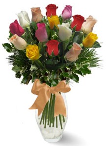 15 adet vazoda renkli g�l Tando�an Mah g�venli kaliteli h�zl� �i�ek 