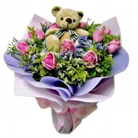11 adet yapay g�l 15 cm boyutunda ayi buketi Yunusemre Mah hediye �i�ek yolla 
