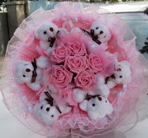 6 adet ay�c�k ve 6 adet yapay g�lden buket
