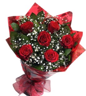 6 adet k�rm�z� g�lden buket Yunusemre Mah hediye �i�ek yolla 
