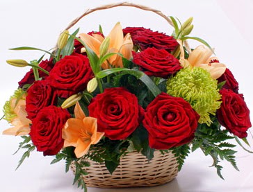 Sepette 5 adet k�rm�z� g�l ve k�r �i�ekleri Plevne Mahallesi �i�ek ma�azas�  