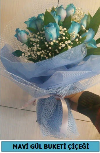 12 adet mavi g�lden mavi buket H�rriyet Mah 14 �ubat sevgililer g�n� �i�ek 