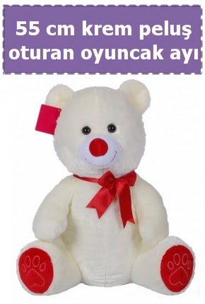55 cm krem orta boy oturan pelu� ay� Osmanl� Mah �i�ek online �i�ek sipari�i 