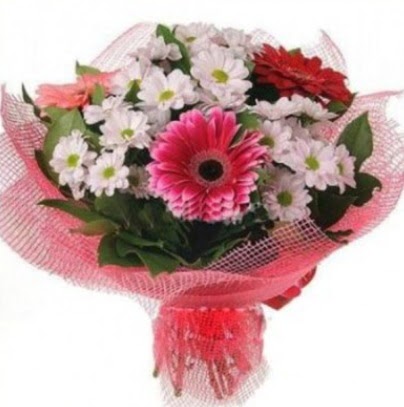 Gerbera ve k�r �i�ekleri buketi Sincan �i�ek sipari�i vermek 