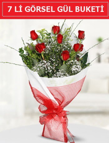 7 adet k�rm�z� g�l buketi A�k budur Mara�al�akmak Mah sevgilime hediye �i�ek 