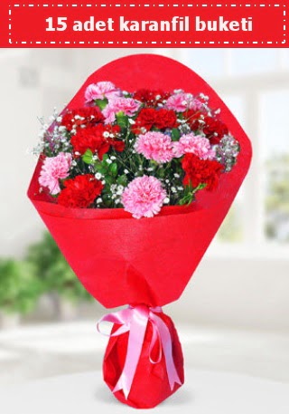 15 adet karanfilden haz�rlanm�� buket �stasyon Mah �i�ek yolla 