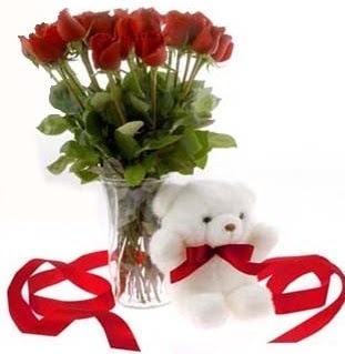Mara�al�akmak Mah sevgilime hediye �i�ek  8 adet kirmizi g�l ve pelus ayicik Menderes Mah �i�ek yolla , �i�ek g�nder 
