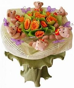 6 adet pelus ayicik 12 adet yapay g�l buketi Plevne Mahallesi �i�ek ma�azas� 