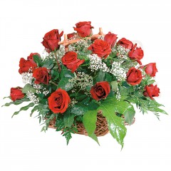 sepet i�erisinde 14 adet k�rm�z� g�l Sel�uklu Mah kaliteli taze ve ucuz �i�ekler 