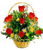 9 adet g�l ve sepette k�r �i�ekleri Tando�an Mah g�venli kaliteli h�zl� �i�ek 