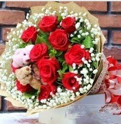 7 adet k�rm�z� g�l 2 adet 10 cm ay� buketi Menderes Mah �i�ek yolla , �i�ek g�nder 