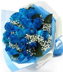 15 adet mavi gülden şahane eşsiz buket Gaziosmanpaşa Mah çiçek gönderme 