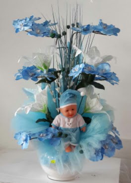 Mavi cam bebekli bebek do�um �i�e�i Mara�al�akmak Mah sevgilime hediye �i�ek 