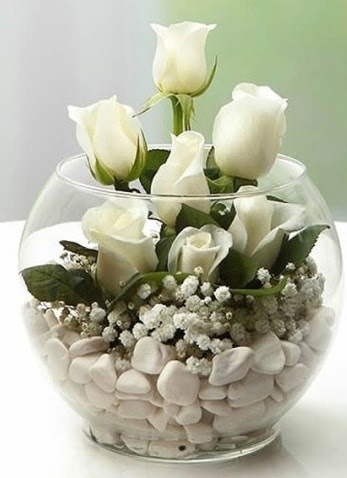 Beyaz Mutluluk 9 beyaz gül fanusta Atatürk Mah yurtiçi çiçek siparişi  
