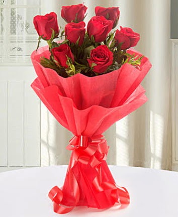 9 adet k�rm�z� g�lden modern buket Bah�ekap� Mah cicekciler , cicek siparisi  