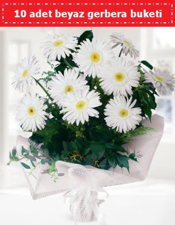 10 Adet beyaz gerbera buketi P�narba�� Mahallesi �i�ek�i adresleri 